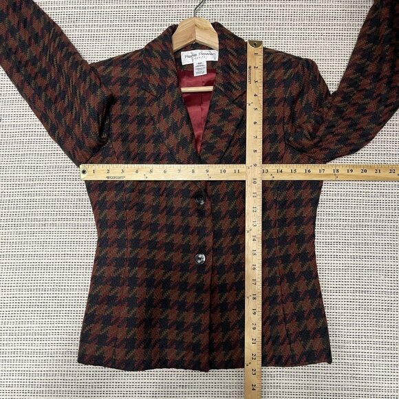 Rena Rowan Petite Womens Wool Blend Houndstooth Blazer Jacket Sz 6P Made In USA - Picture 9 of 9